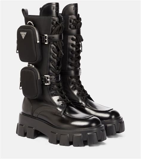 prada monolith leather knee-high boots